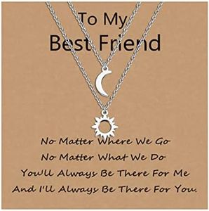 VU100 2 pièces Collier Soleil et Lune Collier pendentif d'amitié Cadeau pour meilleur ami Hommes Femmes Garçons Filles (Argent)