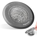 WOKDADA Shower Hair Drain Catcher, Easy Clean Bathtub Drain Hair Catcher, Fast Drainage Tub Drain Protector, Stainless Steel Shower Drain Cover for UK Standard Regular & Pop-up Drain Screen (Black)