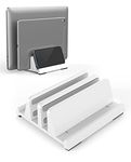 4-in-1 Vertical Laptop Stand-Klearlook Adjustable ABS Laptop Holder for Desk, Space Saving Laptop Storage Compatible with MacBook/Surface/Galaxy/HP/Dell/Chrome Book/Tablets up to 17.3"-White