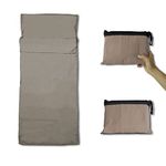 Lightweight Sleeping Bag Liner Camping Travel Sheets Ultralight Sleeping Bag Sack for Backpacking Hiking Hotel Hostels and Traveling, Stuff Sack Included (Khaki)