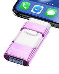 128GB Flash Drive for iPhone Photo Stick, Thumb Drive USB Stick High Speed Transfer USB Drives External Picture Video Storage Memory Expansion for iPhone/iPad/PC (Purple, 128GB)