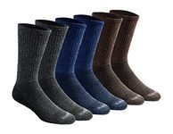 Dickies Men's Dri-Tech Essential Moisture Control Crew Socks, Available in M-XXL (6, 12 Pairs), Grey/Blue/Brown (6 Pairs), X-Large