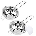 Lawei 2 Pack Stainless Steel Double Boiler 500 ml Candle Melting Kit Pot Chocolate Melting Pot for Cheese Butter Candy Soap Wax - Bonus 1 Plastic Scraper