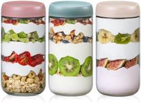 NETANY 3-pack 24oz Glass jars with Airtight Lids, Overnight Oats Containers with Lids, Wide mouth Mason Salad jars, Glass Food Storage Containers for Snacks Yogurt Spice Sugar