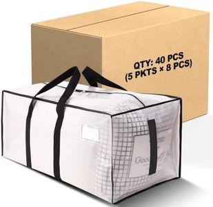 HOMESURE Supports 200lbs Heavy Duty Moving Bags - Strong Zipper & Wrap-Around Handles - Water-Resistant Storage Totes, Durable Alternative to Moving Boxes - 40 Pack - Semi-Transparent