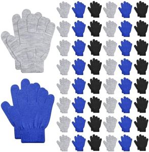 ONESING 50 Pairs Kids Gloves - Soft Knitted Children Gloves Bulk for Girls & Boys | Stretchy Gloves for Cold Weather Mixcolor Q