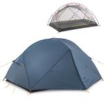 Naturehike Mongar 2 Person Backpacking Tent 3 Season Free-Standing Lightweight Hiking Tent with Tent Fly for Outdoor Activities (15D-Navy Blue)