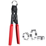 CAMWAY PEX Crimping Tool,Ratchet PEX Crimper, PEX Pipe Clamp Cinch Tool for Stainless Steel Clamps from 3/8-Inch to 1-Inch with 30PCS Ear Hose Clamps 1/2" 3/4",Meet ASTM 2098