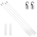 Bokon 4 Pcs Blinds Wand Replacement with Hook and Handle White Fiberglass Long Vertica Blind Wand for Windows Curtain Door Shades Opener Accessory (30 Inch)