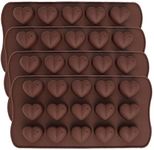 15-Cavity Heart Shape Chocolate Mould, Set of 4 PCS Silicone Valentine Heart Chocolate Gummy and Candy Mold by Onlineforu