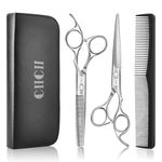 CIICII Hair Cutting Scissors Shears Kit, Professional Barber Haircut Scissors Set (6.7 Inch Hair Beard Hairdressing Trimming Haircutting Thinning Shears) for Men Women Hairdresser Home Salon (Silver)