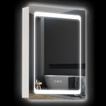 kleankin - LED Lighted Medicine Cabinet with Mirror, Wall Mount Plug-in Bathroom Organizer with 3 Storage Shelves