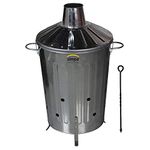 CrazyGadget® Small Medium Large Extra Large Galvanised Metal Incinerator Fire Burning Bin with Lid + Free Ash Poker (60L)