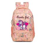 BEAUTY GIRLS By Hotshot 1569|School Bag|Tuition Bag|Unicorn Bag|College Standard Backpack |For Girls&Women|18Inch|32L Waterproof School Bag (Peach)