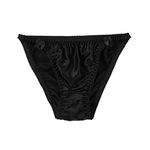 inlzdz Womens Low Rise Silky Satin Ruffled Panties Bikini Briefs Lingerie Underwear Sleepwear Black Medium(Waist 24.5-35.0"/62-88cm)