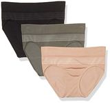 Warner's Women's Blissful Benefits Seamless Hipster Panty 3 Pack, Stone/Toasted Almond/Black, Medium