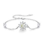 Cuoka Sun and Moon Bracelet 925 Sterling Silver Moon Star Cresent Sunburst Bracelets for Women Girls Jewelry Gifts, Adjustable, Sterling Silver , not known
