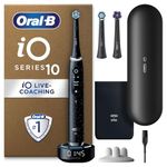 Oral-B iO10 Electric Toothbrushes Adults, Gifts For Women / Men, 1 Handle, 3 Toothbrush Heads, Charging Travel Case, Toothbrush Head Holder, 7 Modes, 2 Pin UK Plug, Cosmic Black, Oral B IO Toothbrush