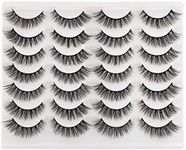 Newcally False Eyelashes Natural 3D Lashes Cat Eye Look Faux Mink Lashes Fluffy Strip 14 Pairs, Multipack