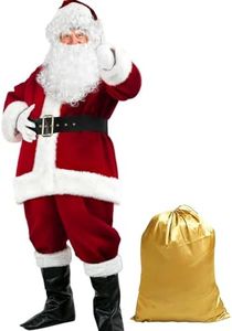 dgdgbaby Santa Claus Costume for Men Women Adult - 9pc. Deluxe Costume Santa Suit Outfit