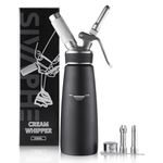 Sivaphe Stainless-Steel Professional Whipped Cream Dispenser, 1-Pint Whip Cream Maker Canister, Leak-Free Cream Whipper Black(N2O Charger Not Included)