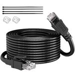 VOIETOLT Outdoor Cat 6 Ethernet Cable 30m, Water Resistant Direct Burial LLDPE UV Jacket - 24AWG 10Gbps High Speed Gigabit Internet Network Cable - CCA, UTP with 20 Ties - Black