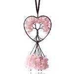 MAIBAOTA Rose Quartz Heart Shape Tree of Life Crystals Stone Decor Room Wall Decor Hippie Boho Meditation Hanging Ornament Gifts for Women