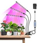 Garpsen Plant Lights, 3 Heads Red Blue Warm White Full Spectrum Grow Lights for Indoor Plants, 60 LEDs Led Grow Light for Seed Starting, with Auto ON/Off 6/12/16H Timer, 5 Dimmable Levels