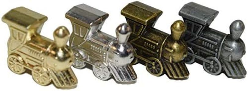 Regal Games - Mexican Train Domino Replacement Metal Marker Trains - for Mexican Train Domino Game - Gold, White Gold, Antique Brass & Gunmetal Black - Set of 4 Metal Trains
