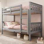 Blisswood Double Bunk Bed, 3ft Single Bed Frame with Ladder, Extra Strong & Durable, Wooden Kids bunk beds, Twin Sleeper for Kids, Children, Adults, Double Bed Frame With Under Bed Storage (Grey)