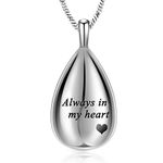 Carved Teardrop Keepsake Ashes Necklace Urn Pendant Cremation Memorial Jewelry