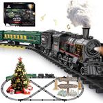 Electric Train Sets for Kids Metal Alloy Christmas Train Toys Steam Locomotive, Glowing Passenger Carriages, Luxury Tracks, Light & Sounds Birthday Gifts for Boys Girls Red Green …