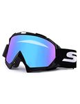 Motorcycle Goggles,ATV Dirt Bike Goggles-Anti UV Safety Goggles Windproof Dustproof Motocross Goggles Anti Scratch Motorcycle Glasses for Cycling Riding/Climbing/Skiing (Black Frame-Colorful lens)