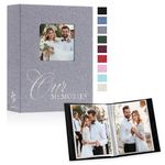 Lanpn Photo Albums 4x6 100 Photos 2 Packs Slip in, Linen Hardcover Window Small Mini Capacity OURMEMORIES Photo Book Photobook Each Pack holds 100 Vertical Photos (Grey)