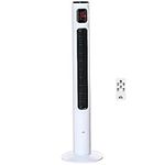 HOMCOM Freestanding Tower Fan Cooling for Home Bedroom with Oscillating, 3 Modes, 3 Speeds, 12h Timer, LED Sensor Panel, Remote Controller, White