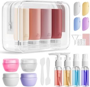 Muslish 21 Pack Travel Bottles for Toiletries, Leak-Proof TSA Compliant Silicone Travel Size Containers for Shampoo and Conditioner, BPA Free with Toiletry Bag (Cream)