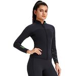 Wetsuit Top Women's 3mm Neoprene Wetsuits Jacket,Front Zipper Long Sleeves Diving Suit for Swimming,Snorkeling,Scuba Diving,Surfing (3mm-Women, S)