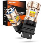 SEALIGHT 3157 LED Bulb Switchback Dual Color, 3156 LED Light With Turbo Fan, 30W 3200LM Amber For Turn Signal Blinker,White For Daytime Running Light, Anti Hyper Flash, Pack of 2