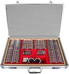 Holyavision 266Pcs Optical Trial Lens Set Optometry Kit Metal Rim Ophthalmic Lenses Aluminum Case Trial Frame Cross Cylinders (266Pcs/Set), silver, 62*42*12cm