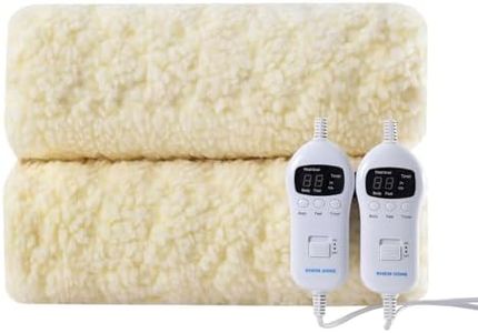 RHEIN HOME Fleece Top Multizone Electric Blanket King Size | Dual Control Fitted Heated Underblanket with Timer | Electric Fleece Top Bed Warmer with Gift Bag (203×182cm）