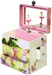 Enchantmints Two Time TuTu Jewelry Box for Girls Musical – Kids Treasure Box with 4 Pullout Drawers & Spinning Ballerina Figurine – Play Beautiful Dreamer Tune