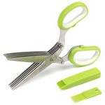 Jenaluca Herb Scissors - Heavy Duty 5 Blade Kitchen Shears with Safety Cover