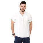 Identiti Solid Half Placket Slim Fit 100% Viscose Casual Shirt/Kurta for Men White