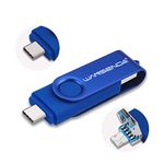 Wansenda 3 in 1 512GB USB 3.0/3.1 Flash Drive Type-C Type-A & Micro USB Thumb Drive Picture Memory Stick for Android Devices/PC/Tablet/Mac (512GB, Blue)