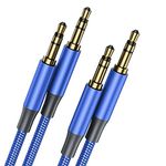 Aux Cable 3.5mm 2Pack 10M+10M Nylon Braided Aux Lead for Car, Headphone, iPhone, iPad, iPod, Samsung, MP3 Player, Smartphone, Echo Dot, Tablet, Home Stereos, Laptop and More blue