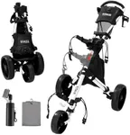 Tivor 3 Wheel Golf Push Cart, Lightweight Push Cart Golf One-Click Folding, Adjustable Height Pushcart for Golf Bags, Compact Design for Ladies, Junior Golfers