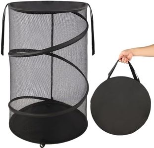 BATTOO Collapsible Laundry Basket with Lid, Large Foldable Mesh Pop Up Hamper 88L with Handles for Laundry Room, Bathroom, Kids Room, College Dorm, Travel, Storage Organizer Black