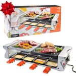 MasterChef Dual Cheese Raclette Table Grill w Non-stick Grilling Plate and Cooking Stone- Deluxe 8 Person Electric Tabletop Cooker- Melt Cheese and Grill Meat and Vegetables at Once