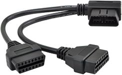 iKKEGOL 30cm/12 Right Angle OBD2 OBD II Y Splitter Cable 1x Male and 2x Female J1962 Port Cord Adapter