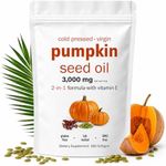 GOMHOF Pumpkin Seed Oil Capsules 3000mg per Serving | Cold Pressed Pumpkin Seed Oil with Linoleic & Oleic Acid, 180 Softgels | Non-GMO | Resealable Pouch